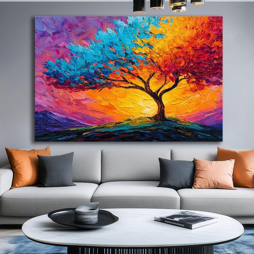Bild fertig gerahmt bunter Baum 120 x 80 cm 5081 – Ansicht 6