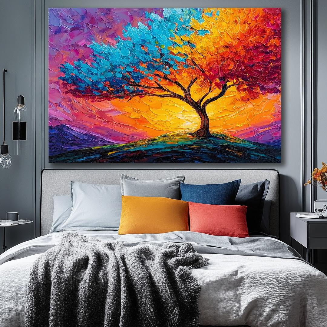 Bild fertig gerahmt bunter Baum 120 x 80 cm 5081 – Ansicht 7