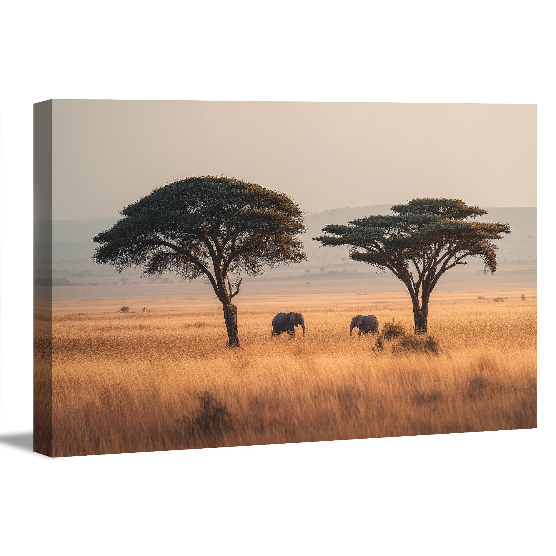 Bild fertig gerahmt Elefanten Afrika Savanne 120 x 80 cm 5082