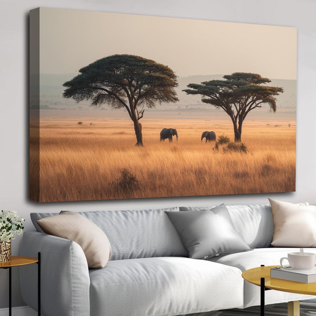 Bild fertig gerahmt Elefanten Afrika Savanne 120 x 80 cm 5082 – Ansicht 2