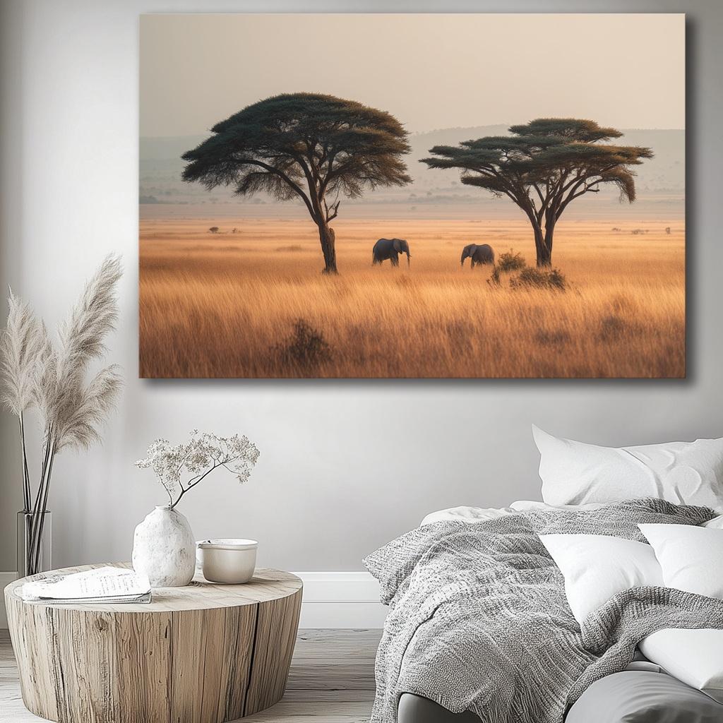 Bild fertig gerahmt Elefanten Afrika Savanne 120 x 80 cm 5082 – Ansicht 3