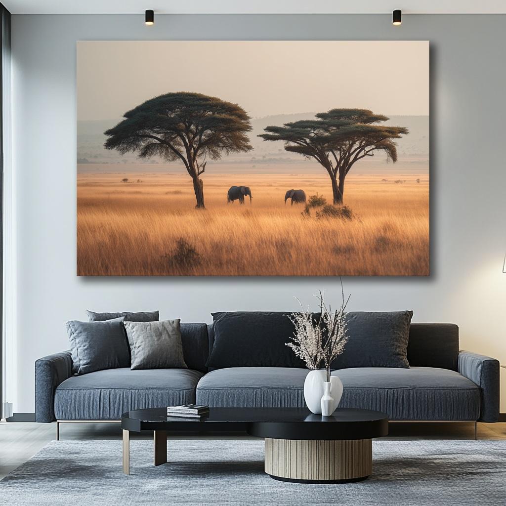 Bild fertig gerahmt Elefanten Afrika Savanne 120 x 80 cm 5082 – Ansicht 4