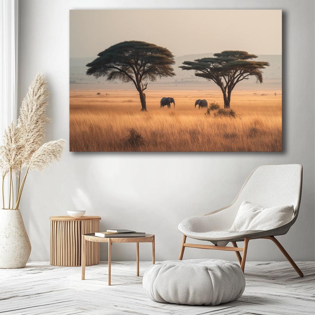Bild fertig gerahmt Elefanten Afrika Savanne 120 x 80 cm 5082 – Ansicht 5