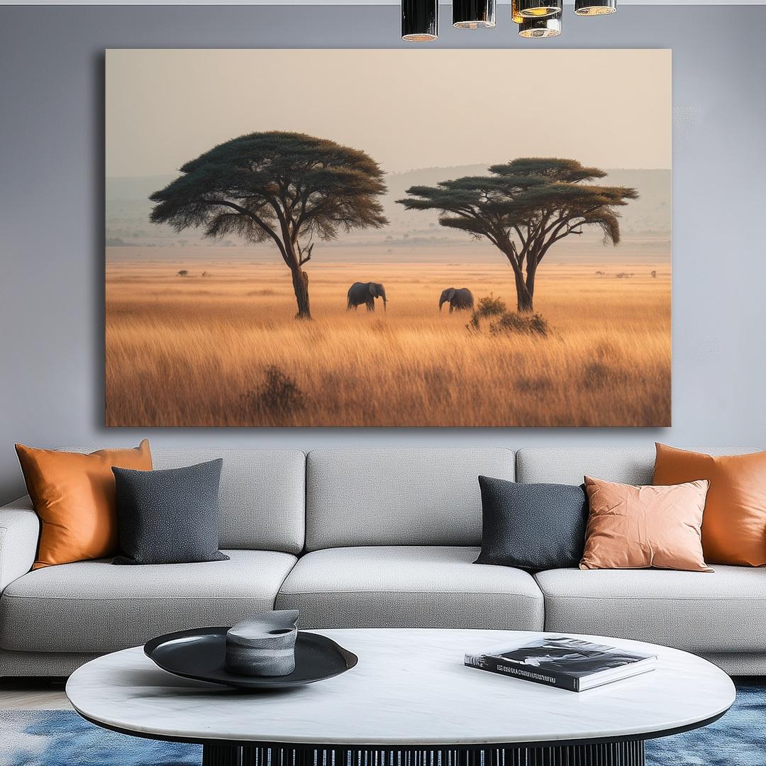 Bild fertig gerahmt Elefanten Afrika Savanne 120 x 80 cm 5082 – Ansicht 6