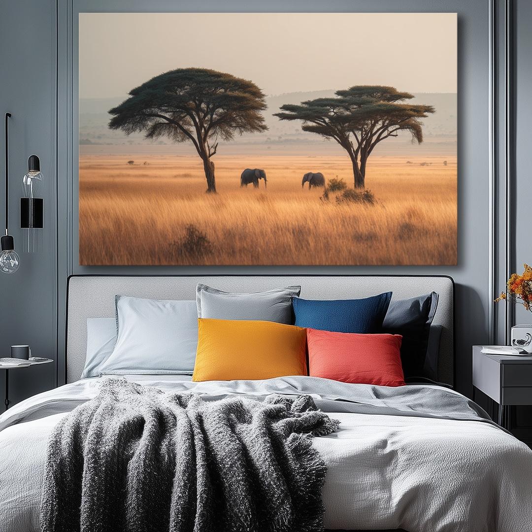 Bild fertig gerahmt Elefanten Afrika Savanne 120 x 80 cm 5082 – Ansicht 7