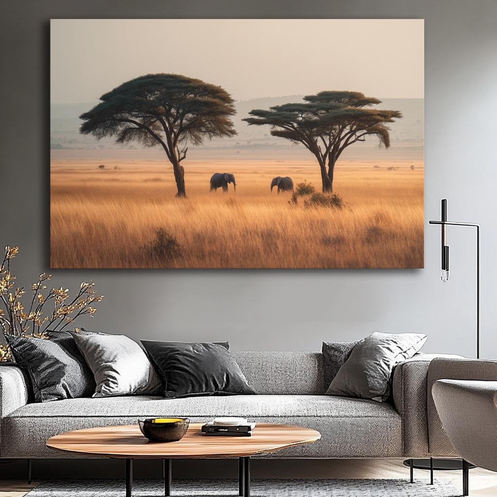 Bild fertig gerahmt Elefanten Afrika Savanne 120 x 80 cm 5082 – Ansicht 8