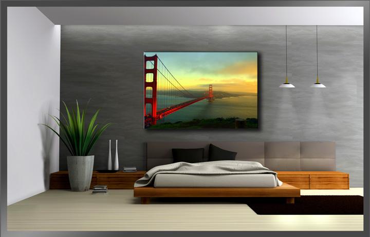 Golden Gate Bridge Leinwandbild 120x80cm mit Rahmen – Ansicht 3
