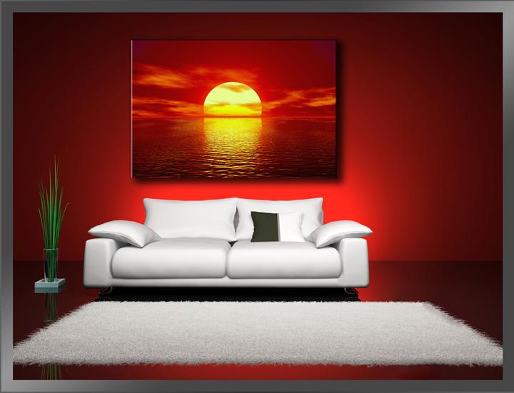 Sonnenuntergang Leinwandbild 120x80cm mit Rahmen – Ansicht 2