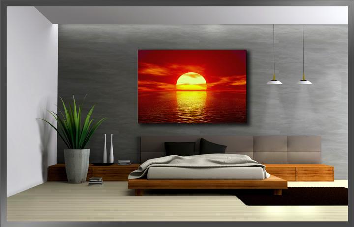 Sonnenuntergang Leinwandbild 120x80cm mit Rahmen – Ansicht 3