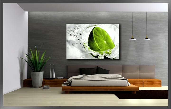 Leinwandbild Lime grün 120x80 cm mit Rahmen – Ansicht 3