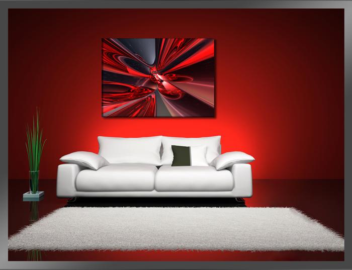 Modernes Leinwandbild Rot Abstrakt – 120x80cm Wandbild – Ansicht 2