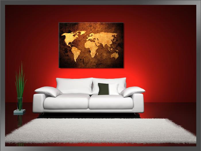 Weltkarte Leinwandbild 120x80 cm mit Rahmen – Ansicht 2