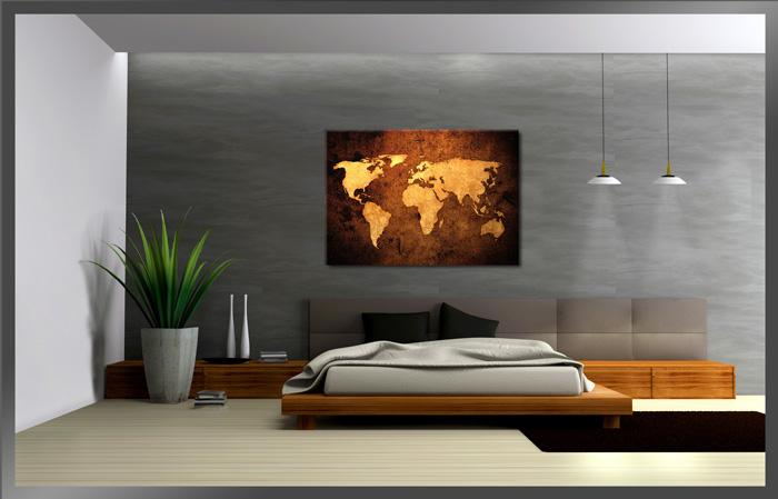Weltkarte Leinwandbild 120x80 cm mit Rahmen – Ansicht 3
