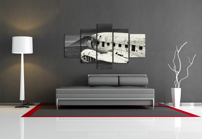 Leinwandbild Flugzeugwrack – 150x80cm 5-teiliges Wandbild – Ansicht 2