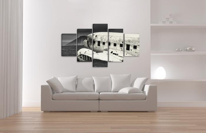 Leinwandbild Flugzeugwrack – 150x80cm 5-teiliges Wandbild – Ansicht 3