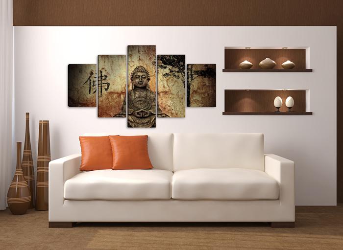 Buddha Leinwandbild 160x80cm - 5 teiliges Wandbild – Ansicht 2
