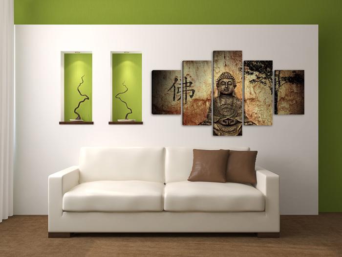 Buddha Leinwandbild 160x80cm - 5 teiliges Wandbild – Ansicht 3