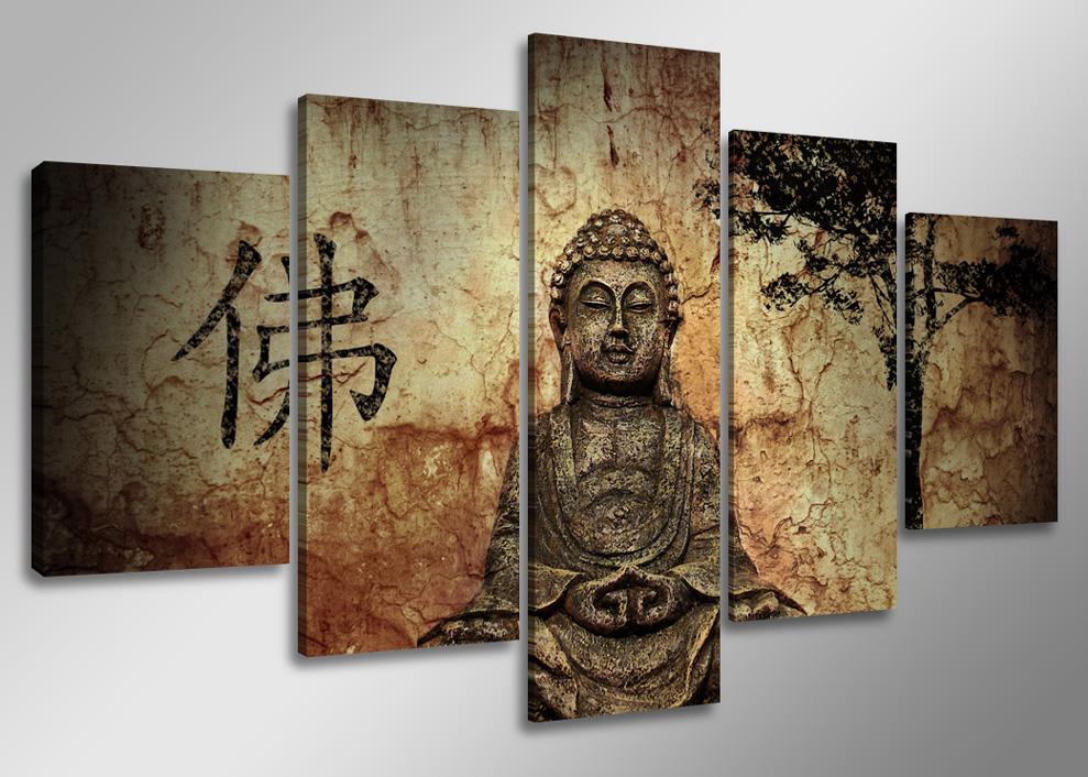 Buddha Leinwandbild 160x80cm - 5 teiliges Wandbild – Ansicht 4