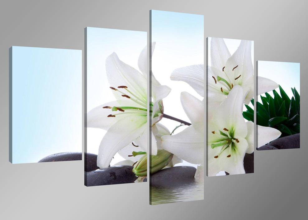 Leinwand Bild fert gerahmt Blumen 160cm XXL 5 5504 – Leinwandbild 160x80 cm 5-teilig kaufen