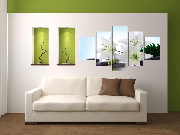 Leinwandbild Blumen - 5teiliges Wandbild 150x80cm mit Rahmen – Ansicht 2