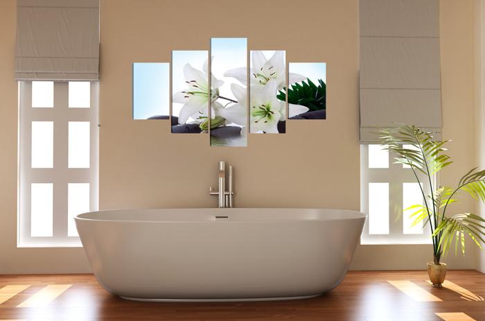 Leinwandbild Blumen - 5teiliges Wandbild 150x80cm mit Rahmen – Ansicht 3