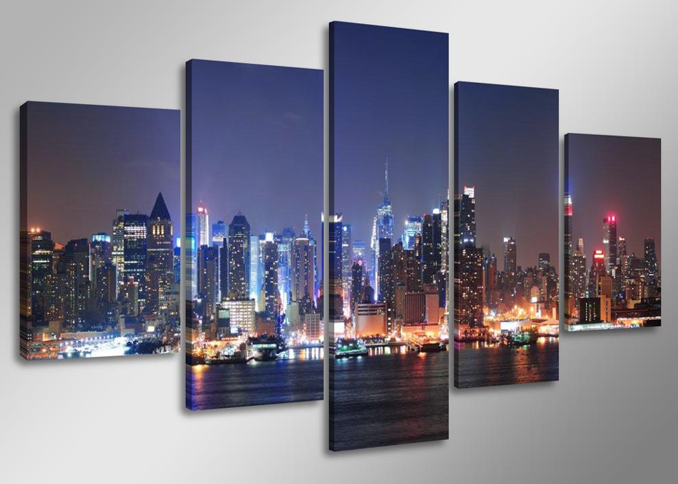 Leinwand Bild fert gerahmt New York 160cm XXL 5 5505 – Leinwandbild 160x80 cm 5-teilig kaufen