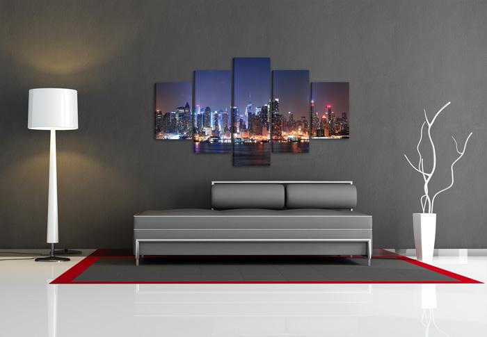 New York Leinwandbild 150x80 cm - 5-teilige Wanddeko – Ansicht 2