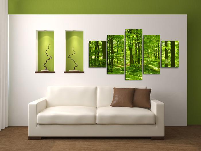 Leinwandbild Bäume – 5teiliges Wandbild 150x80cm – Ansicht 2