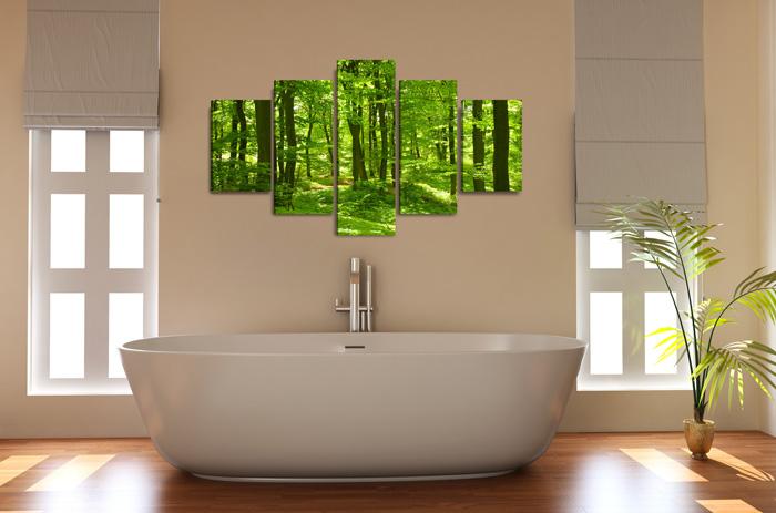 Leinwandbild Bäume – 5teiliges Wandbild 150x80cm – Ansicht 3