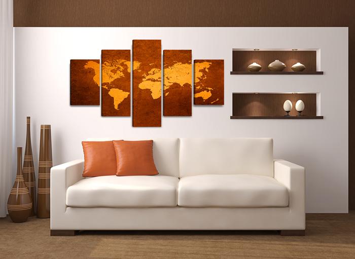 Weltkarte Leinwandbild 5-teilig – 150x80 cm XXL Format – Ansicht 2