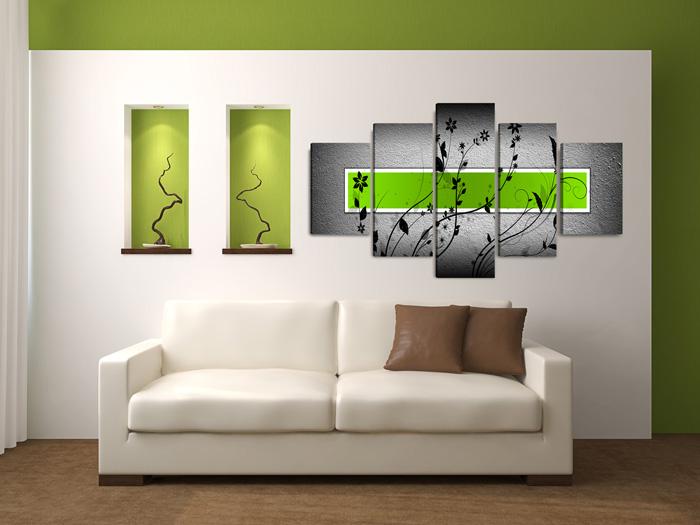 Leinwandbild Grün XXL - 5 teiliges Wandbild 160x80cm – Ansicht 2