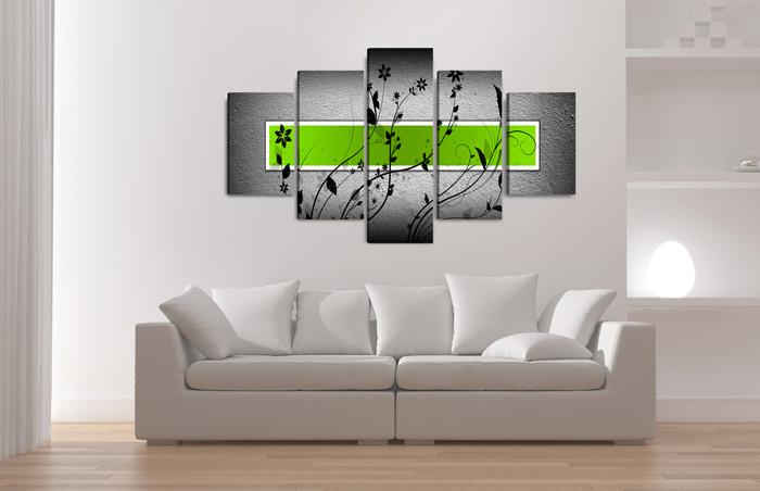 Leinwandbild Grün XXL - 5 teiliges Wandbild 160x80cm – Ansicht 3