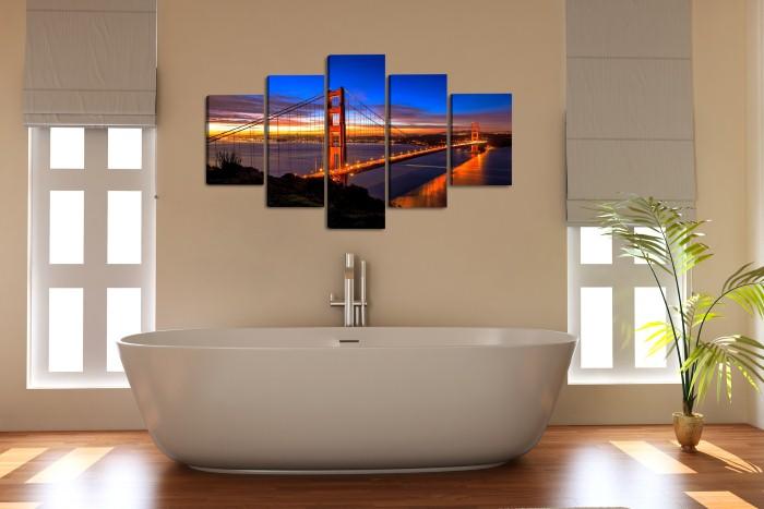 Golden Gate Bridge Leinwandbild 150x80cm 5-teilig – Ansicht 3
