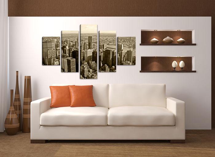 New York Skyline Leinwandbild 150x80cm in 5 Teilen – Ansicht 2