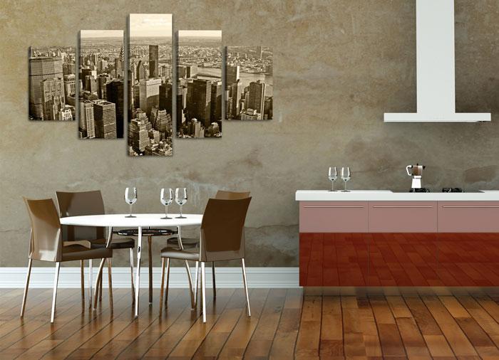 New York Skyline Leinwandbild 150x80cm in 5 Teilen – Ansicht 3