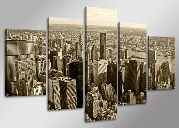 New York Skyline Leinwandbild 150x80cm in 5 Teilen – Ansicht 4