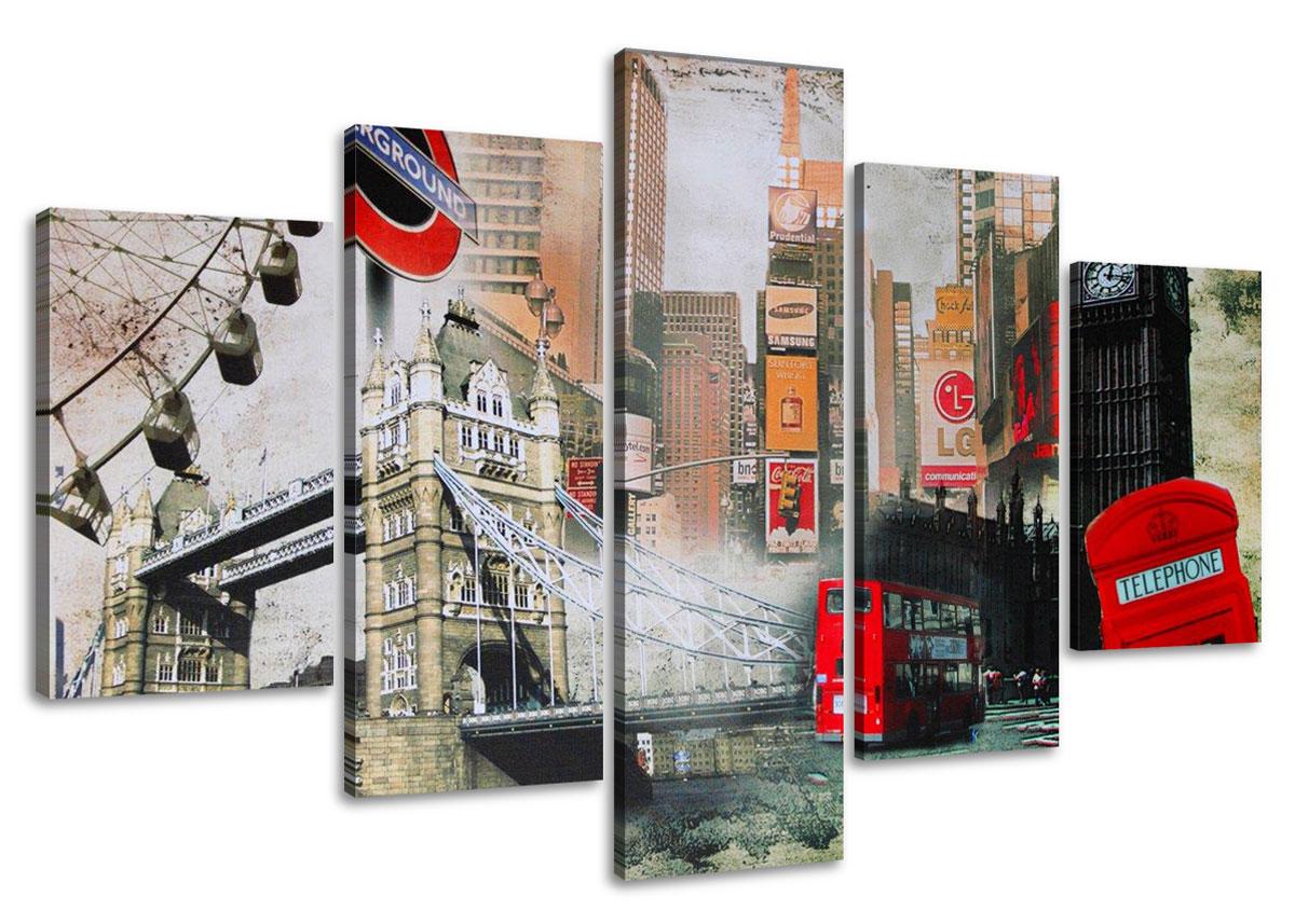 Leinwand Bild fert gerahmt London 160cm XXL 5 5515 – Leinwandbild 160x80 cm 5-teilig kaufen