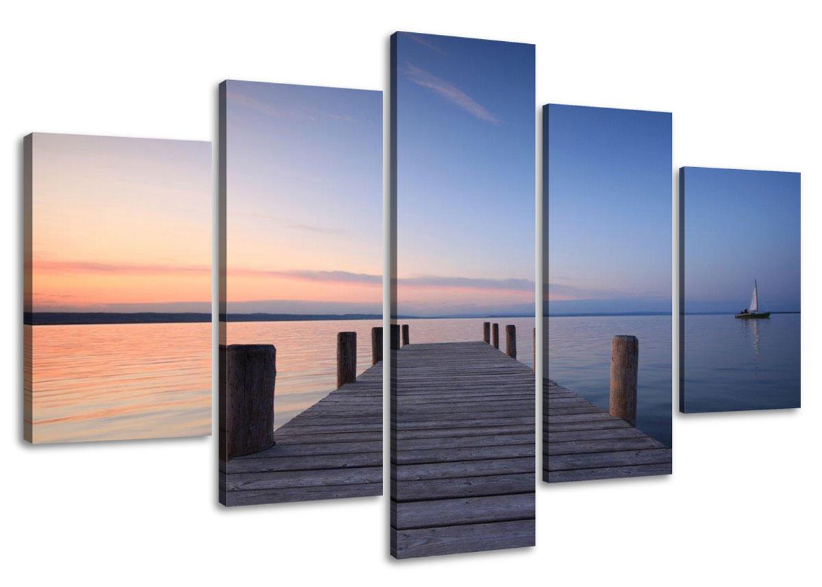 Leinwand Bild fert gerahmt See Steg 160cm XXL 5 5516 !!Auslaufmodell! – Leinwandbild 160x80 cm 5-teilig kaufen