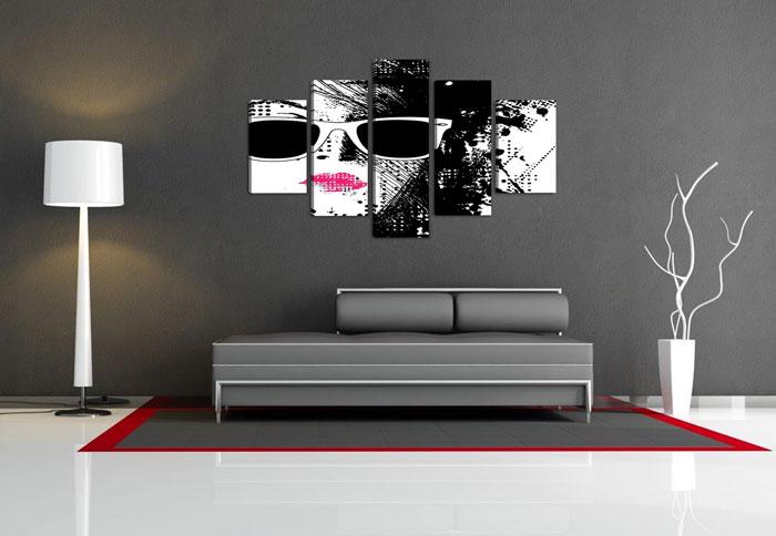 Fashion Pop Art Leinwandbild 150x80cm - 5 teiliges Wandbild – Ansicht 2