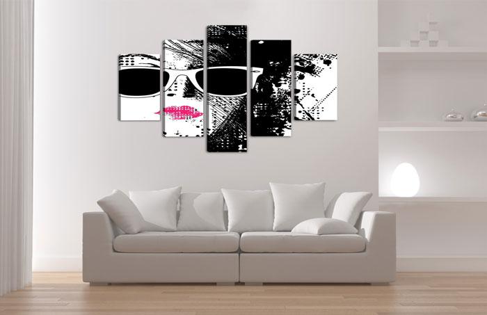 Fashion Pop Art Leinwandbild 150x80cm - 5 teiliges Wandbild – Ansicht 3