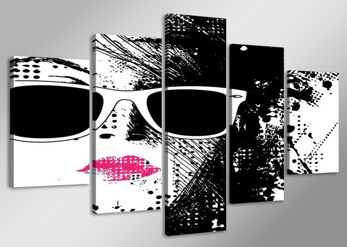 Fashion Pop Art Leinwandbild 150x80cm - 5 teiliges Wandbild – Ansicht 4