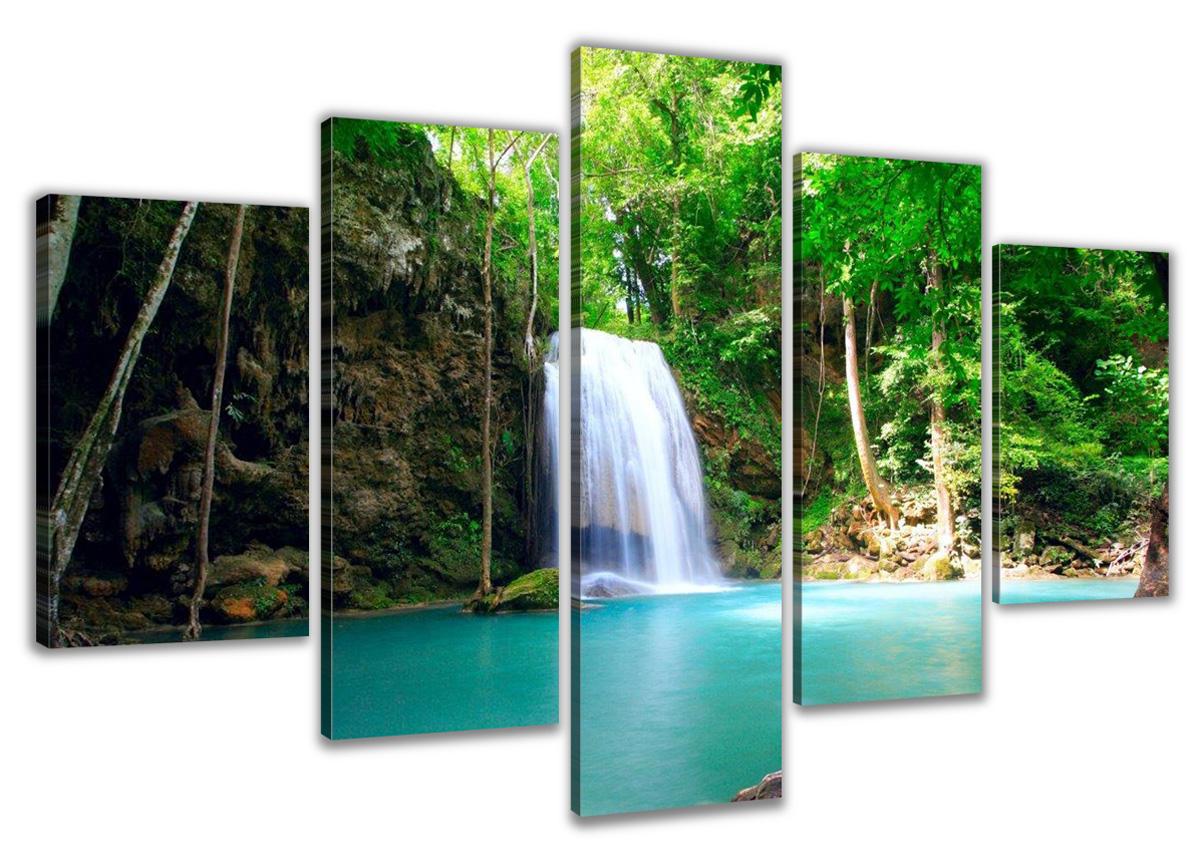 Leinwand Bild fert gerahmt Wasserfall 160cm XXL 5 5520 – Leinwandbild 160x80 cm 5-teilig kaufen