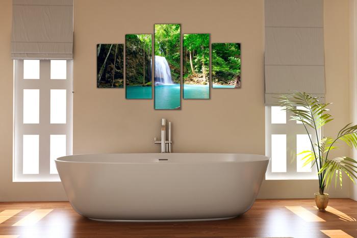 Leinwandbild Wasserfall - 5teiliges Wandbild 150x80cm – Ansicht 2