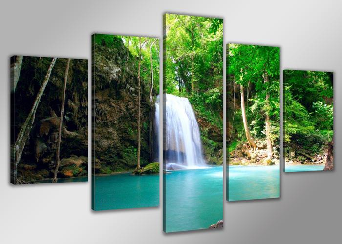 Leinwandbild Wasserfall - 5teiliges Wandbild 150x80cm – Ansicht 3
