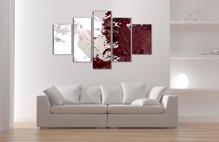 Abstraktes Leinwandbild 150x80cm in 5 Teilen – Ansicht 3