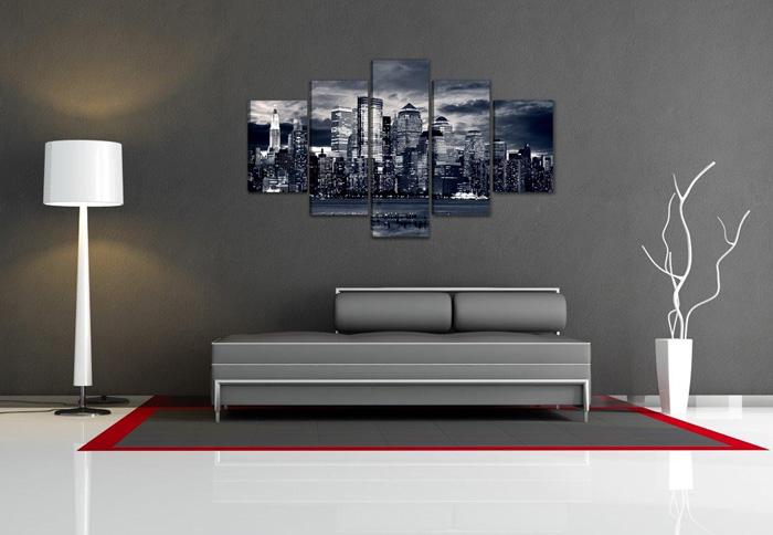 Leinwandbild Stadt – 150x80cm Skyline in 5 Teilen – Ansicht 2