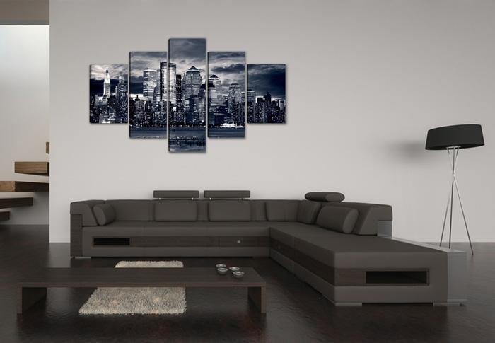 Leinwandbild Stadt – 150x80cm Skyline in 5 Teilen – Ansicht 3