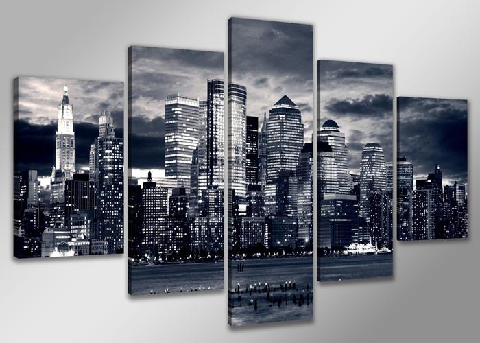 Leinwandbild Stadt – 150x80cm Skyline in 5 Teilen – Ansicht 4