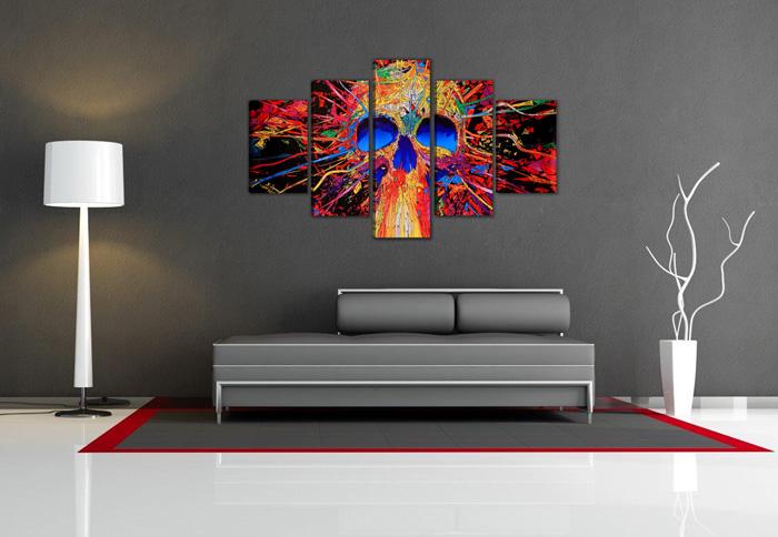 Abstraktes Leinwandbild 5-teilig 150x80cm - Fertig gerahmt – Ansicht 2