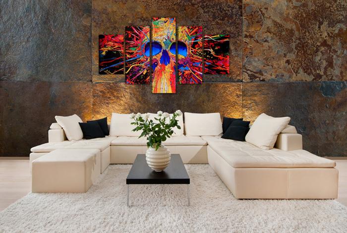 Abstraktes Leinwandbild 5-teilig 150x80cm - Fertig gerahmt – Ansicht 3